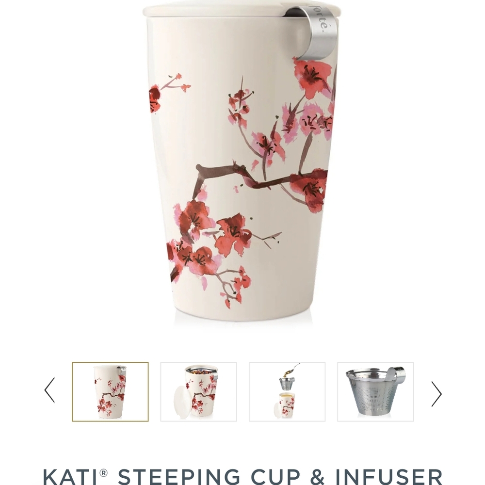 White and Pink Ceramic Mug with Cherry Blossom Design